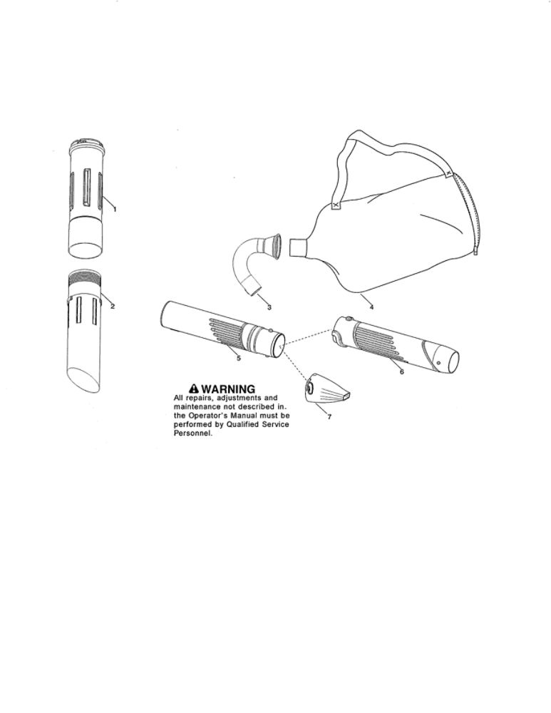 Vac Tubes And Bag Diagram and Parts List for BVM200FE TYPE 3 Poulan Leaf Blower / Vacuum