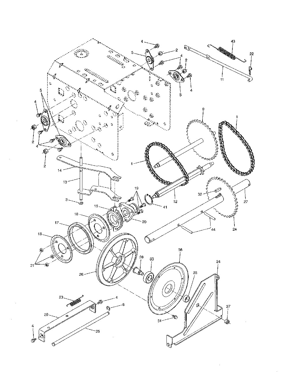 Drive Diagram and Parts List for 96192001900  Poulan Snow Blower