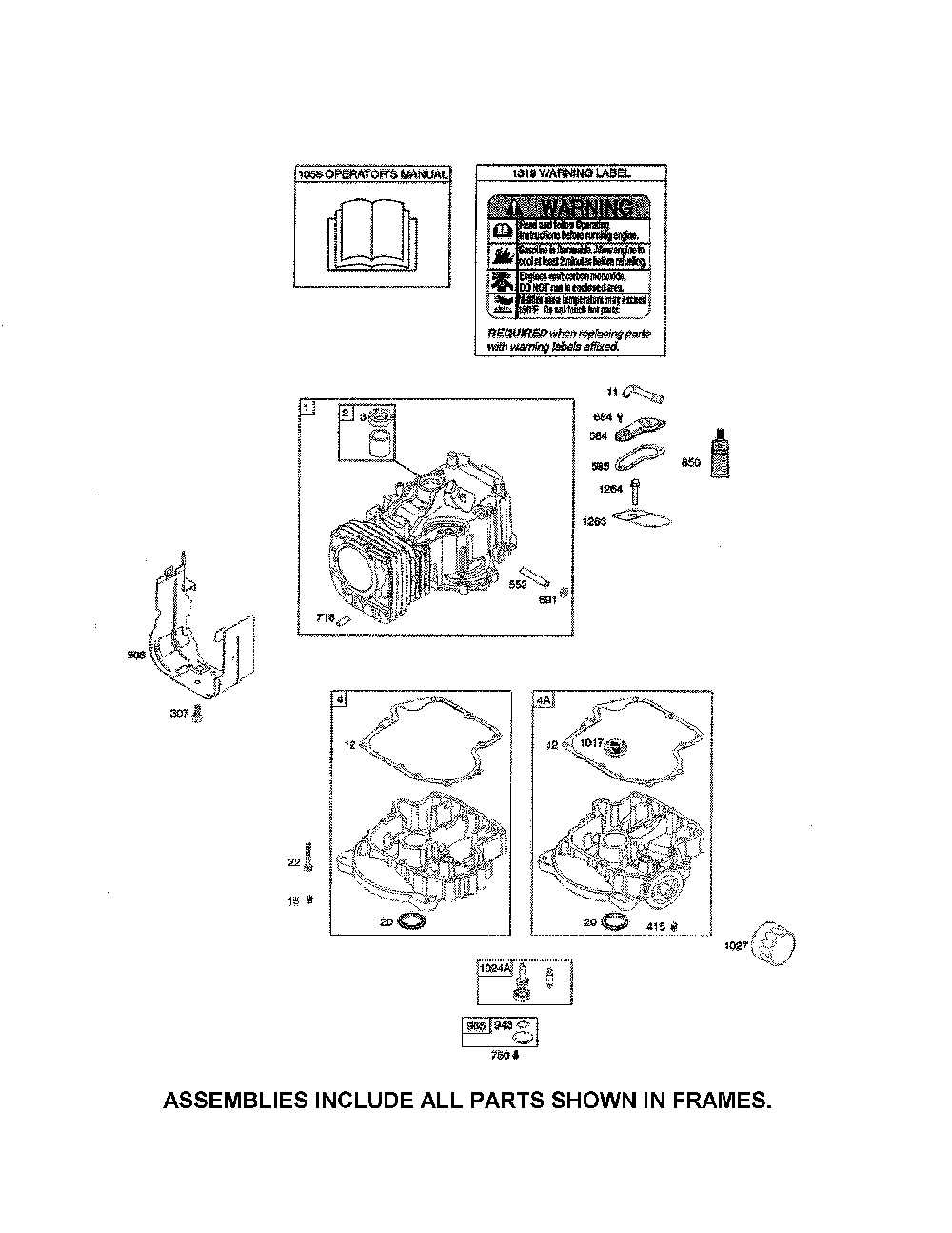 Cylinder/sump Diagram and Parts List for 96016002200  Poulan Lawn Tractor