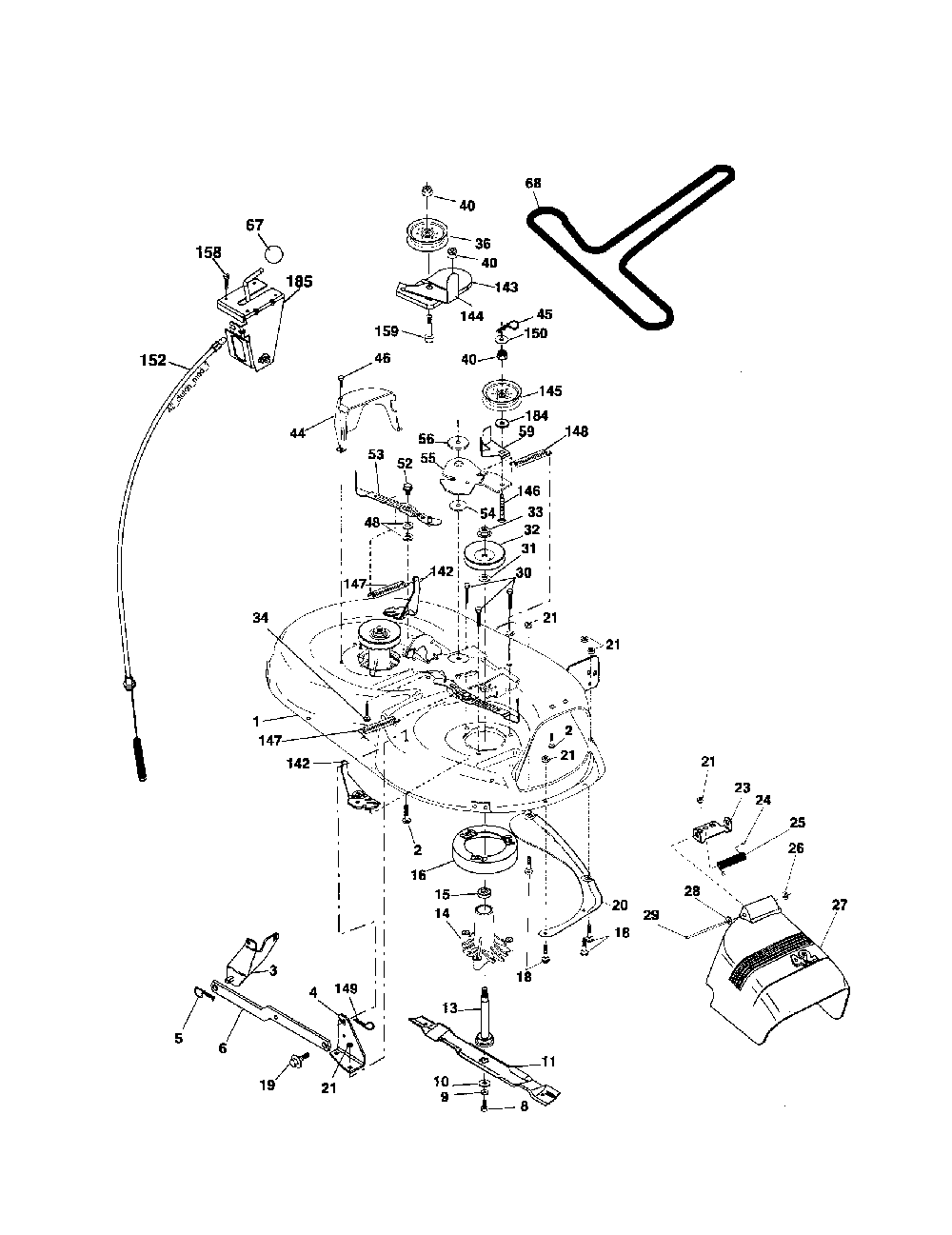 Mower deck Diagram and Parts List for 96012000402  Poulan Lawn Tractor