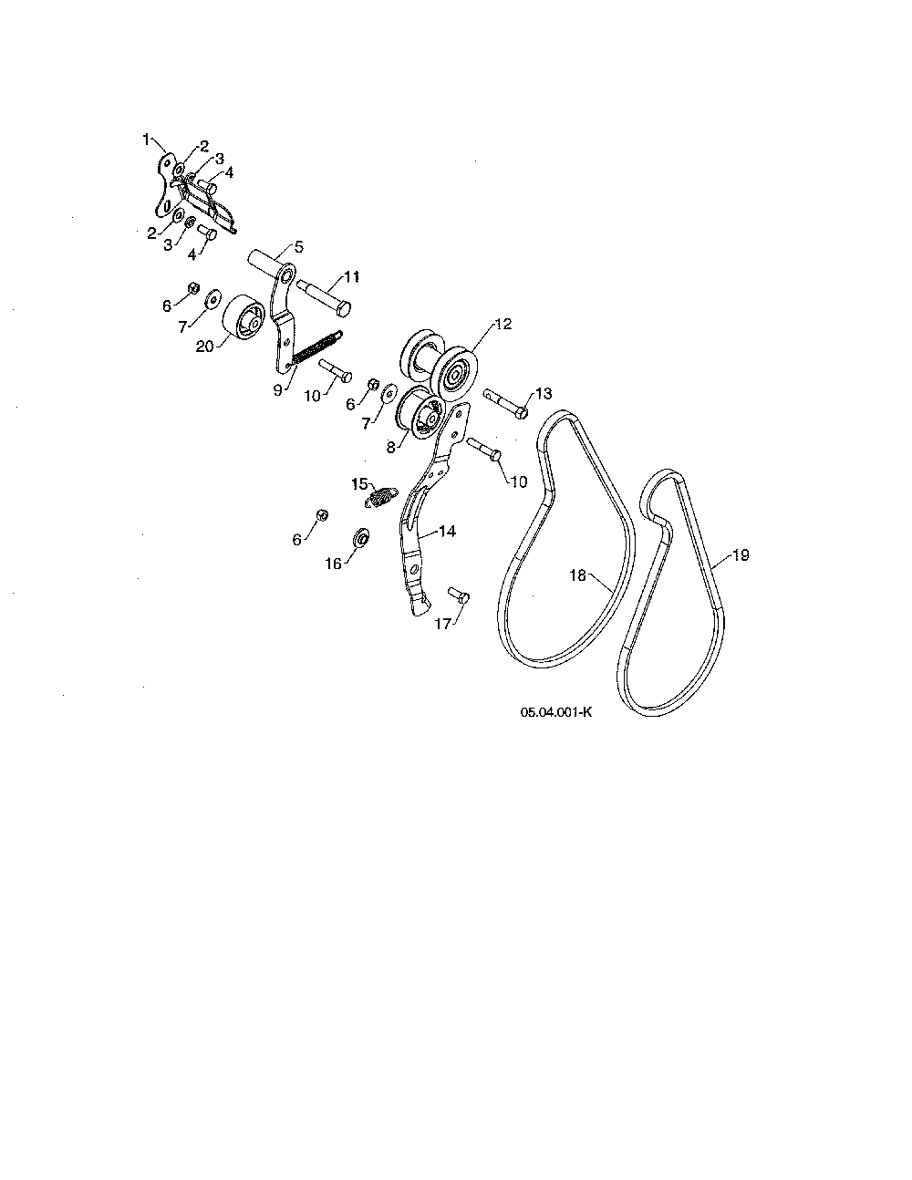 Pulleys/belts/arm idler Diagram and Parts List for 96192009101  Poulan Snow Blower