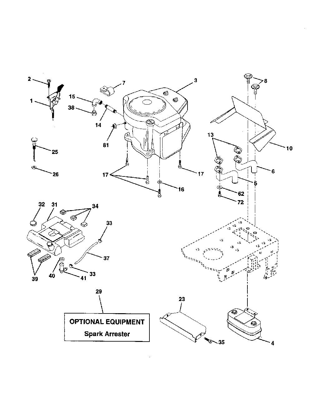 Engine Diagram and Parts List for 917279760  Poulan Lawn Tractor