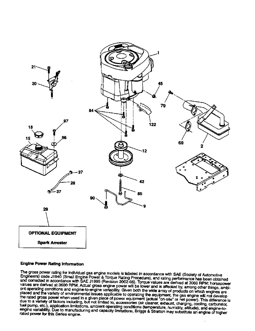 Engine Diagram and Parts List for 96046001400  Poulan Lawn Tractor