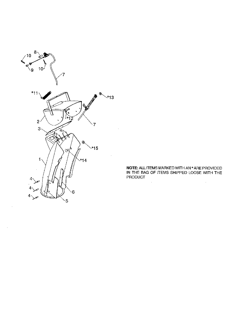 Chute/deflector Diagram and Parts List for 96192008900  Poulan Snow Blower