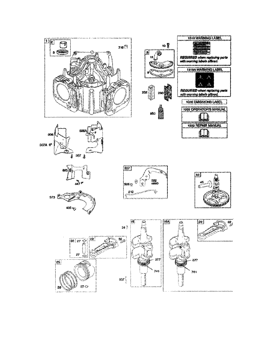 Cylinder/crankshaft/crankcase Diagram and Parts List for 96042017000  Poulan Lawn Tractor