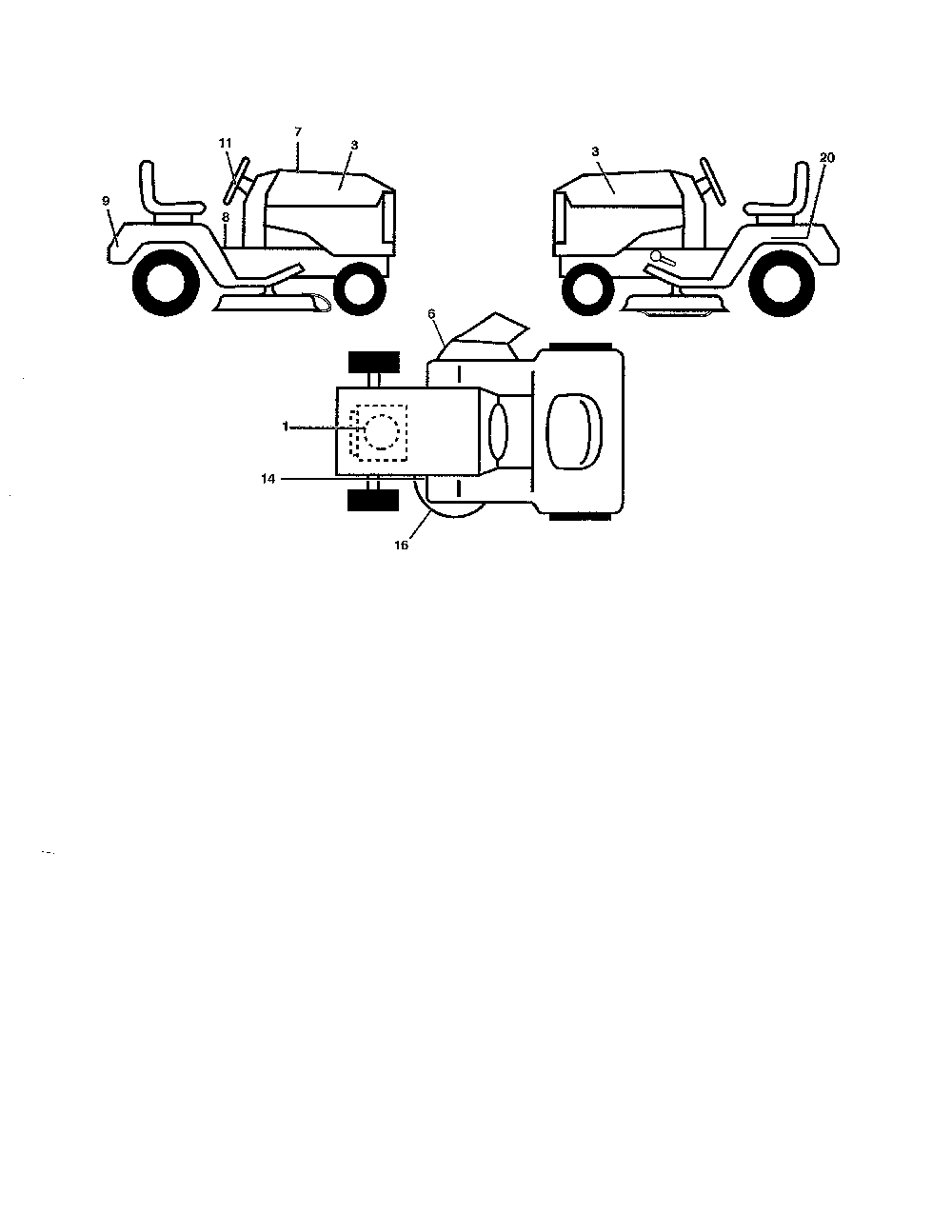 Decals Diagram and Parts List for 96046000800  Poulan Lawn Tractor