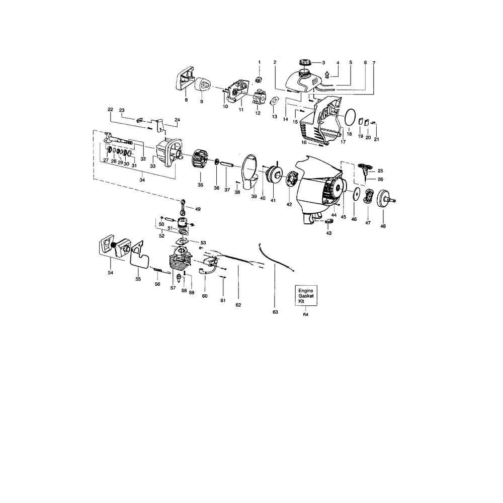 Cylinder/Crankshaft/Crankcase Diagram and Parts List for S31SNG RECON Poulan Trimmer