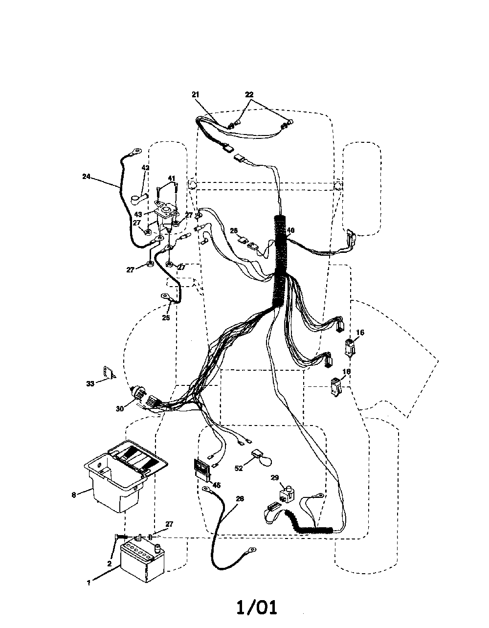 Electrical Diagram and Parts List for PR20H42STB  Poulan Lawn Tractor