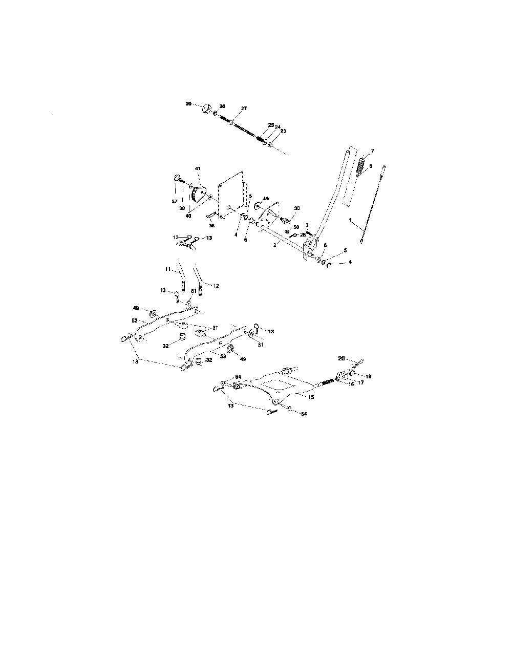 Mower lift Diagram and Parts List for 96012003401  Poulan Lawn Tractor