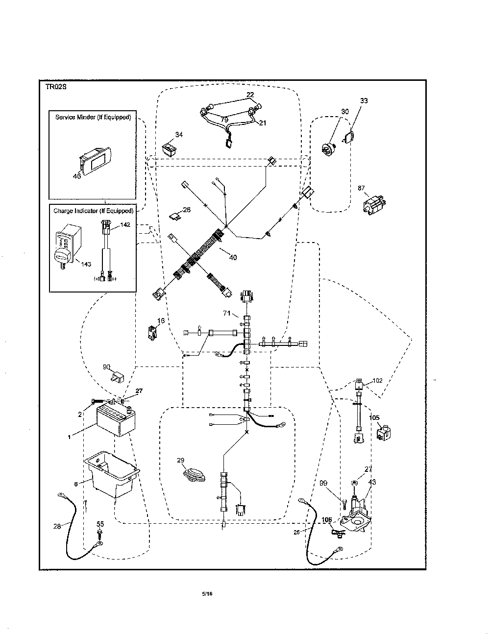 Electrical Diagram and Parts List for PB20A46-96042016700  Poulan Lawn Tractor
