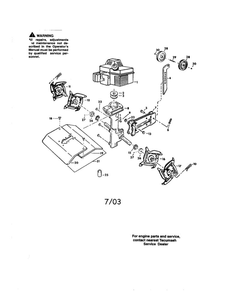 Engine Diagram and Parts List for PPFTC14  Poulan Tiller