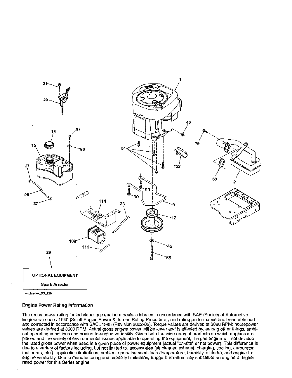 Engine Diagram and Parts List for 96046007600  Poulan Lawn Tractor