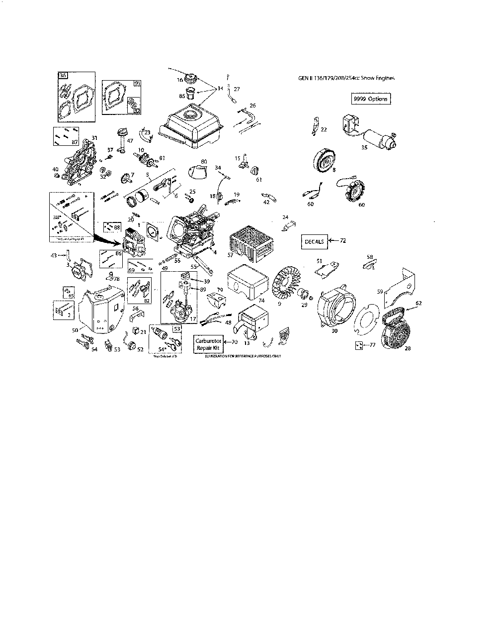 Complete engine - 580426006 Diagram and Parts List for PR241  Poulan Snow Blower