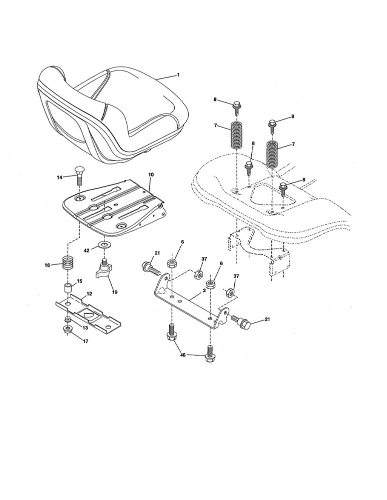 Seat Diagram and Parts List for PP155A42-274430  Poulan Lawn Tractor