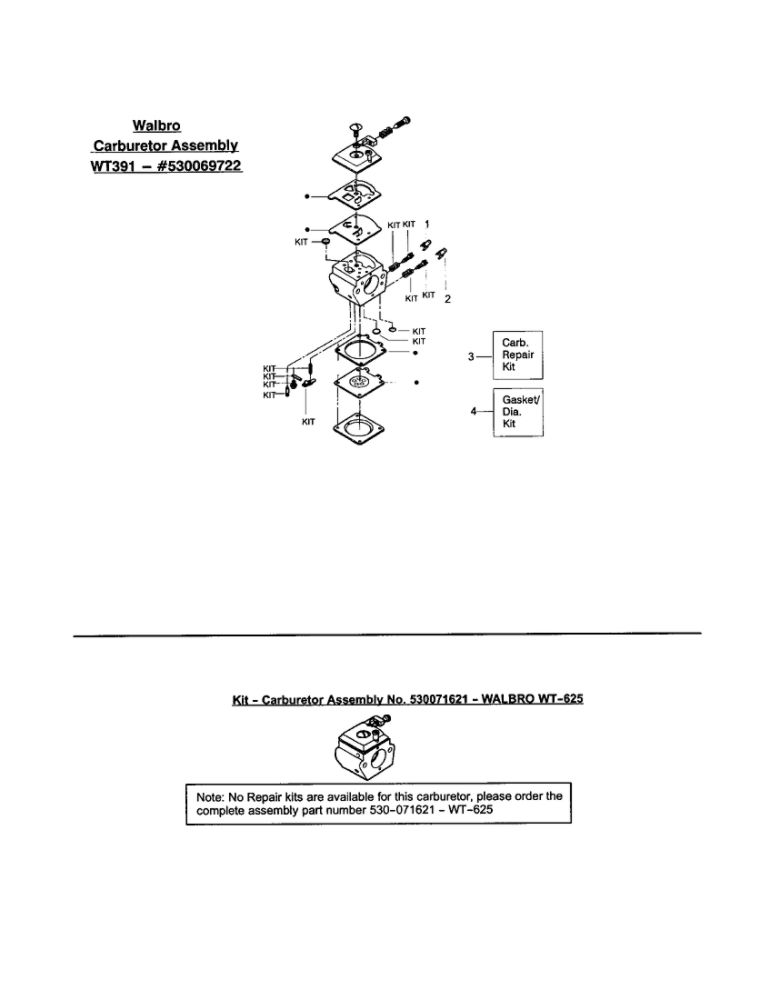 Carburetor Diagram and Parts List for 221 TYPE 4 Poulan Chainsaw