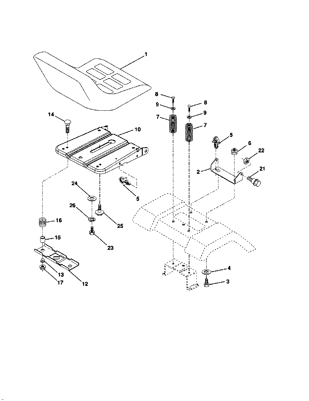 Seat Diagram and Parts List for 96012008900  Poulan Lawn Tractor