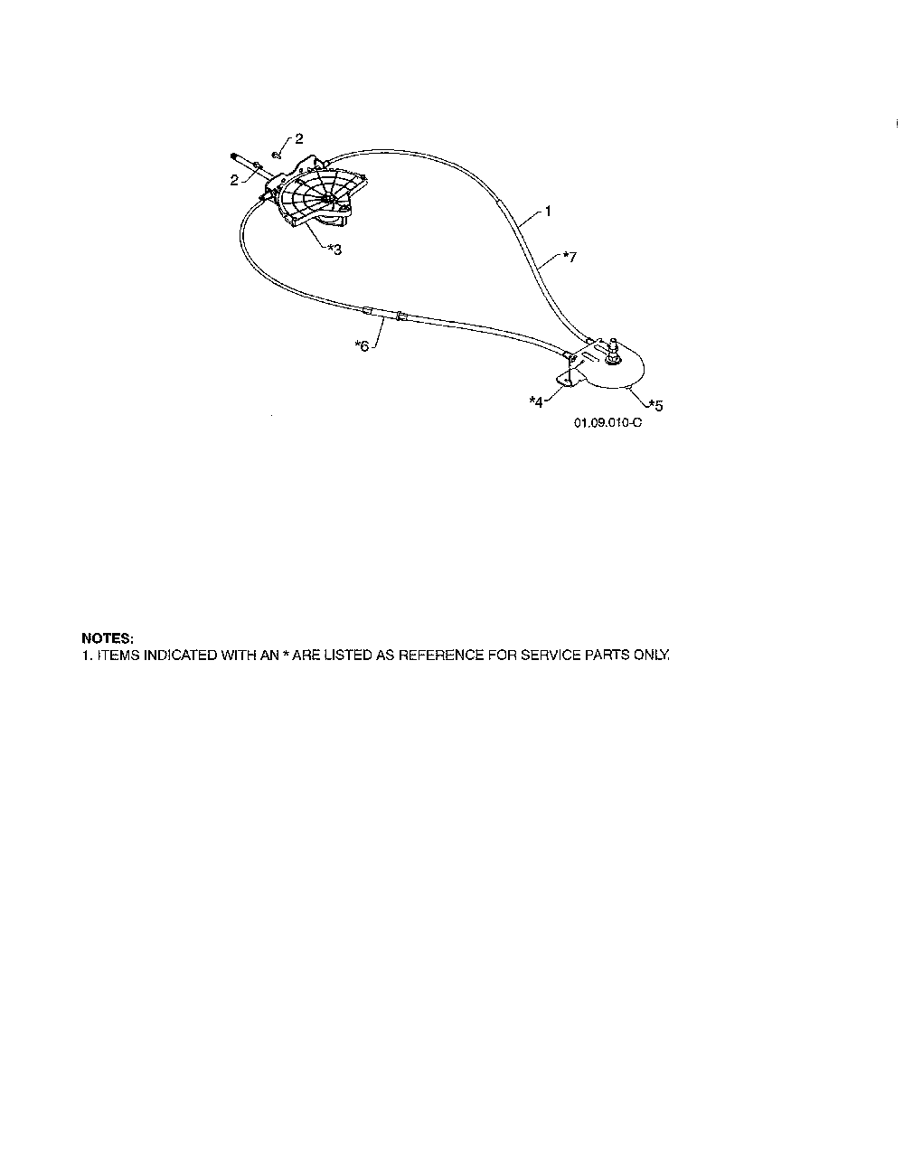 Lever/cable rotator Diagram and Parts List for 96192003703  Poulan Snow Blower