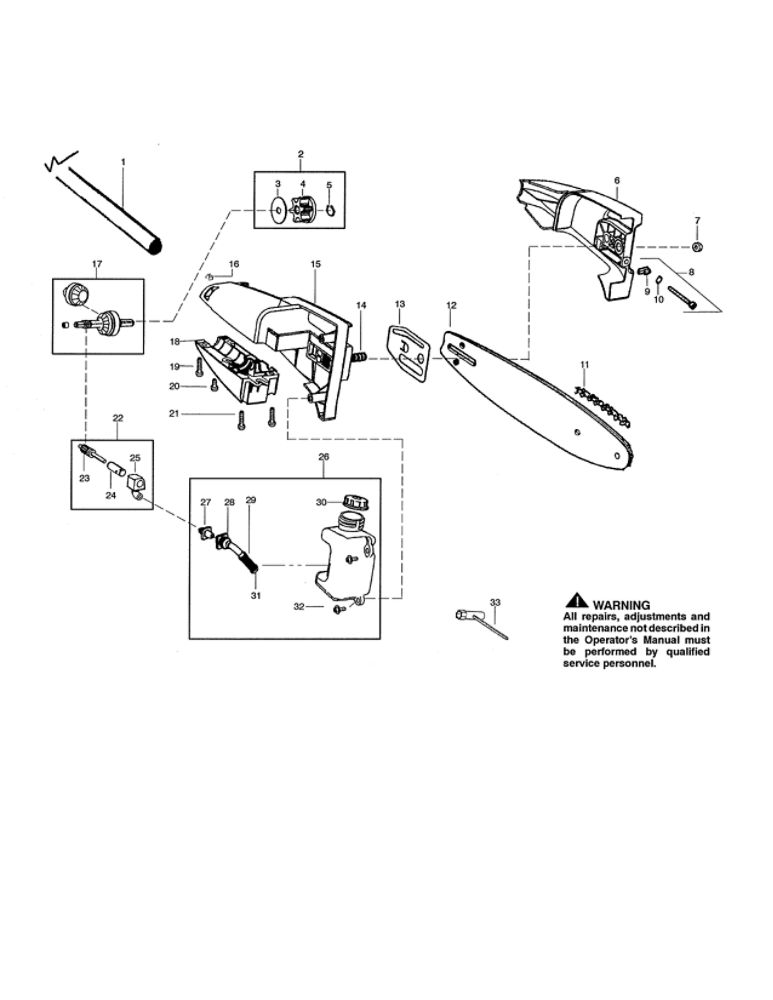 Fuel Tank/Gear/Sprocket Diagram and Parts List for PP258TP TYPE 3 Poulan Pole Saw