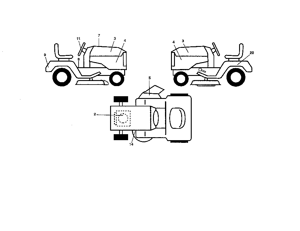 Decals Diagram and Parts List for 96042016600  Poulan Lawn Tractor