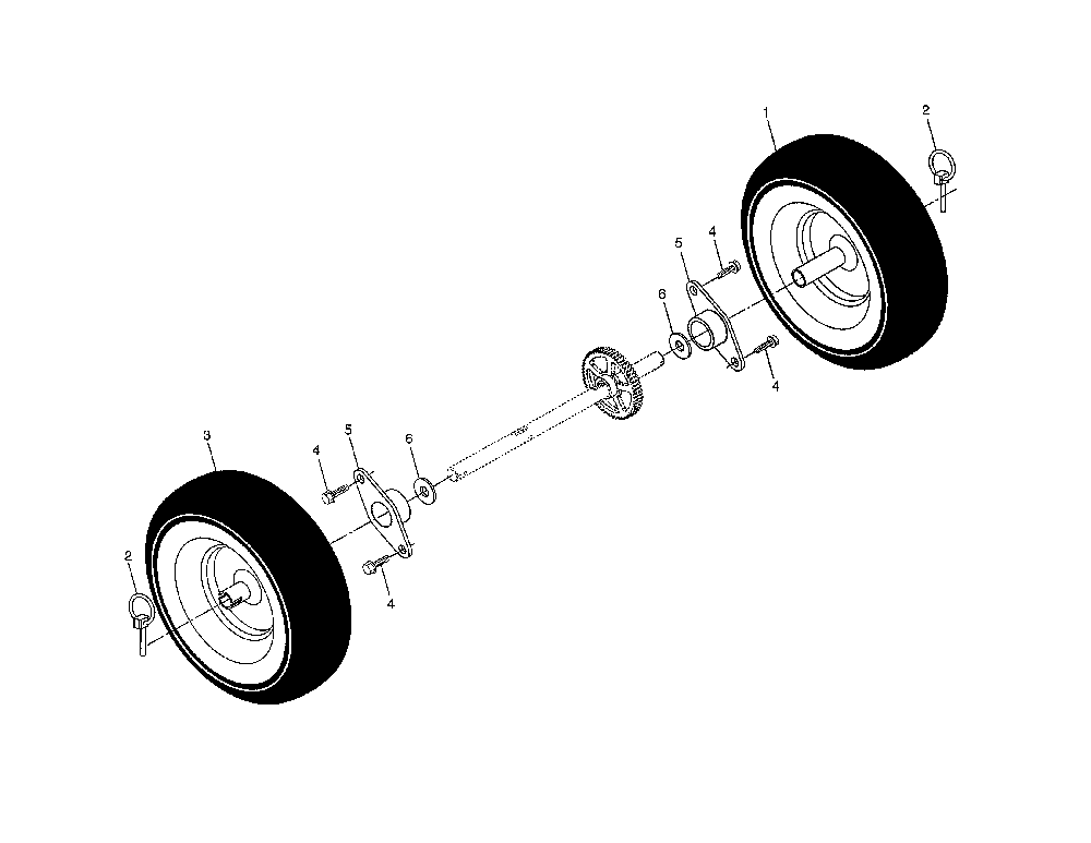 Wheels Diagram and Parts List for 96192000301  Poulan Snow Blower