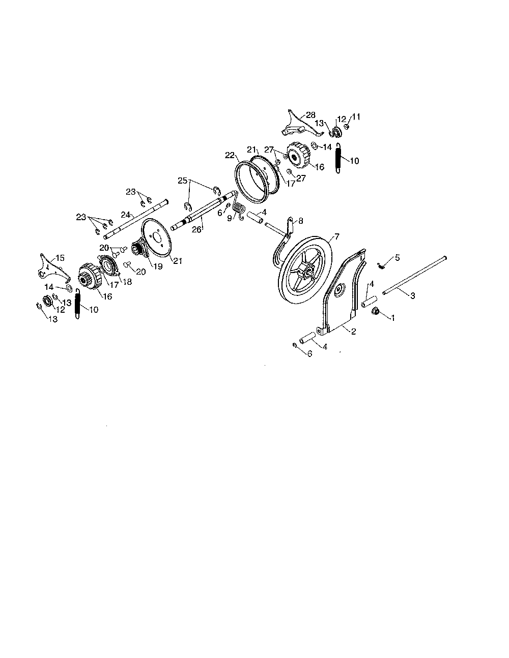 Drive Diagram and Parts List for 96192009900  Poulan Snow Blower