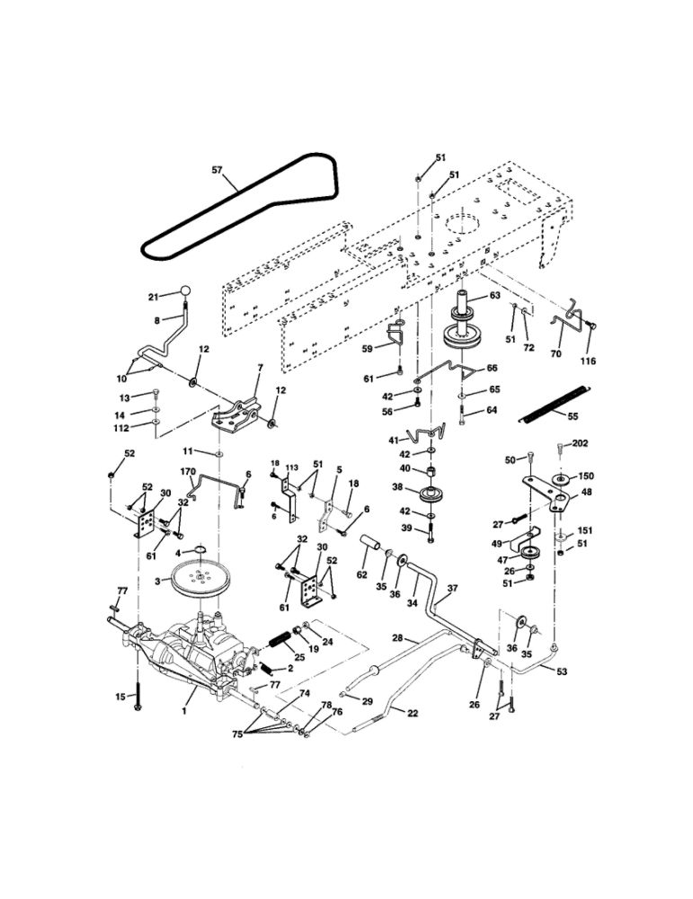 Ground Drive Diagram and Parts List for 270451  Poulan Lawn Tractor