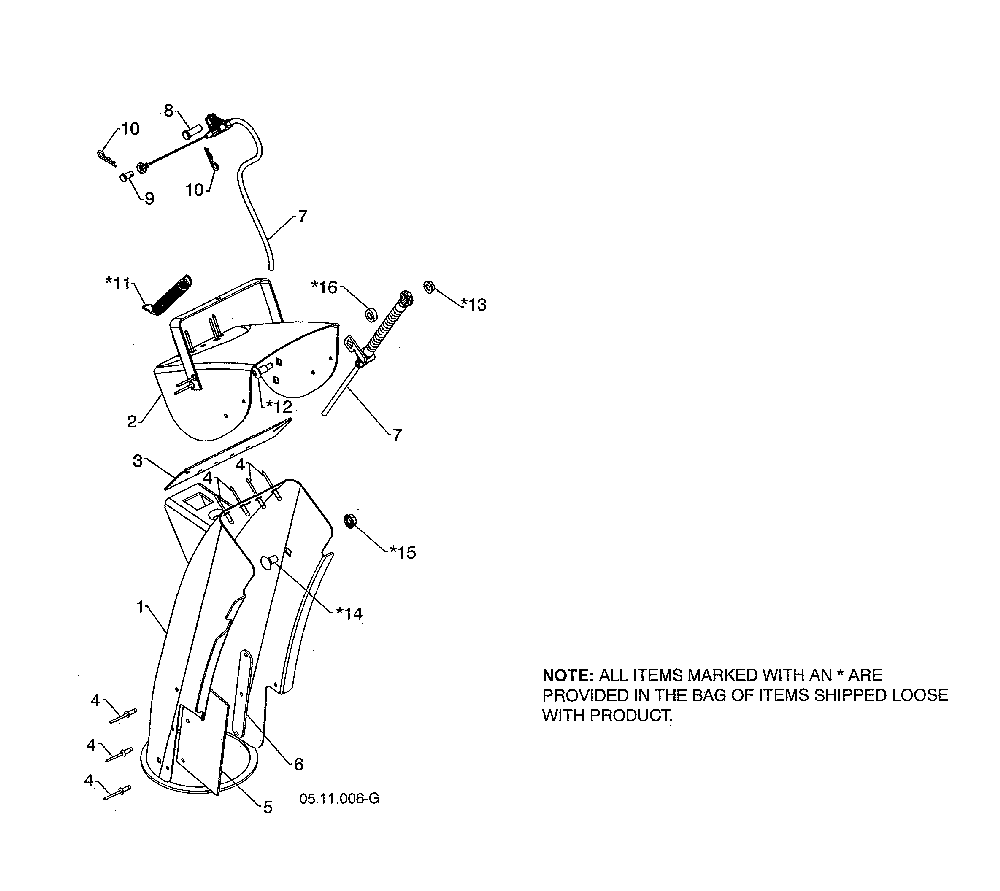 Chute weldment Diagram and Parts List for 96192009102  Poulan Snow Blower