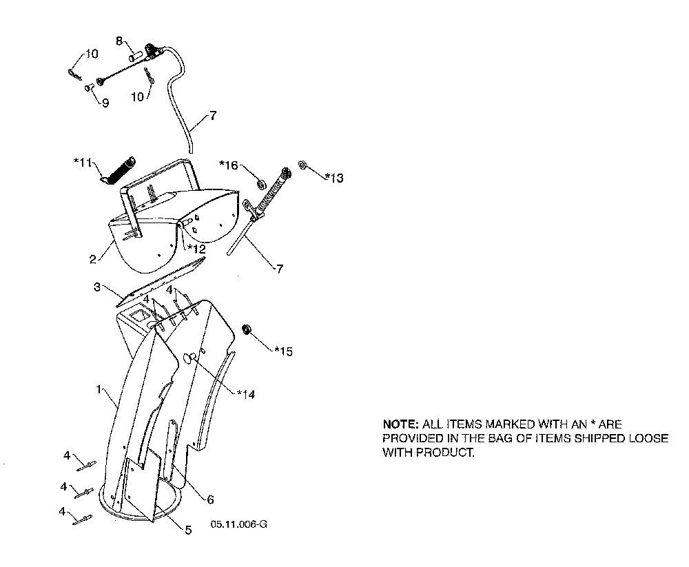 Chute weldment/control chute deflector bowden Diagram and Parts List for 96192009003  Poulan Snow Blower