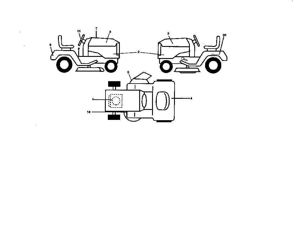 Decals Diagram and Parts List for 96046001400  Poulan Lawn Tractor