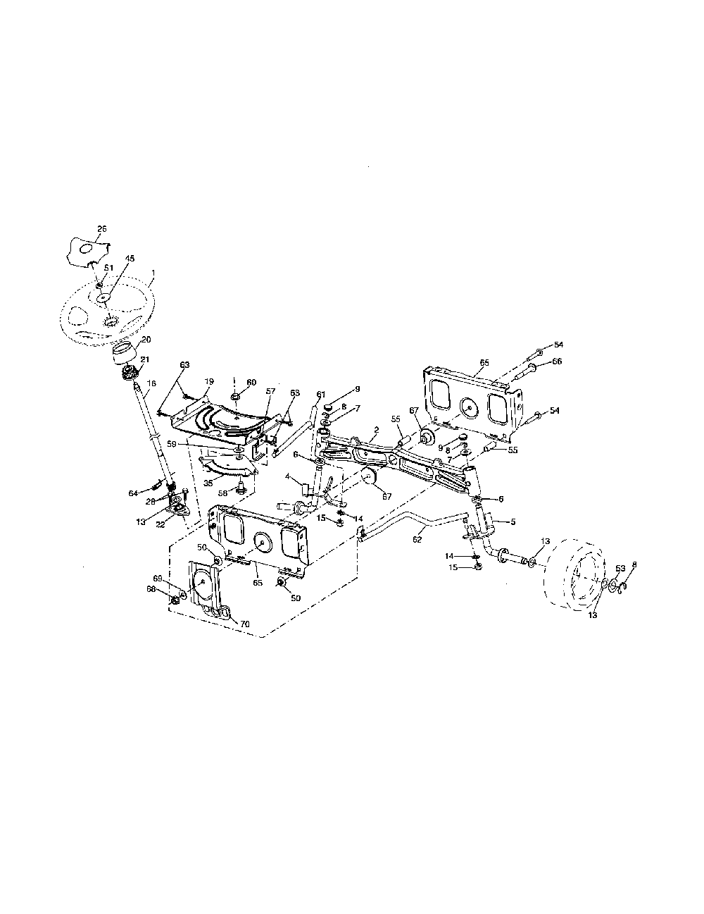 Steering assembly Diagram and Parts List for 96042000800  Poulan Lawn Tractor