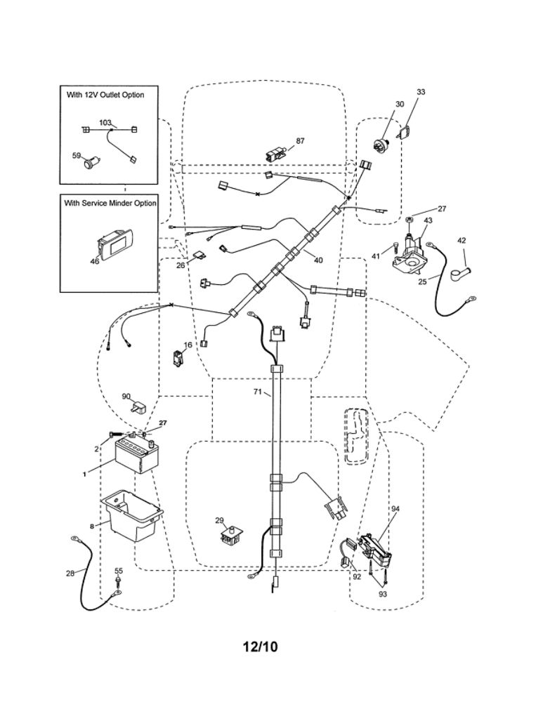 Electrical Diagram and Parts List for PXT12530 96046000800 Poulan Lawn Tractor