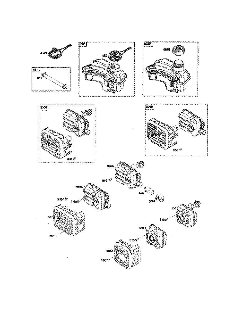 Fuel tank/muffler Diagram and Parts List for 96132007902  Poulan Lawn Mower