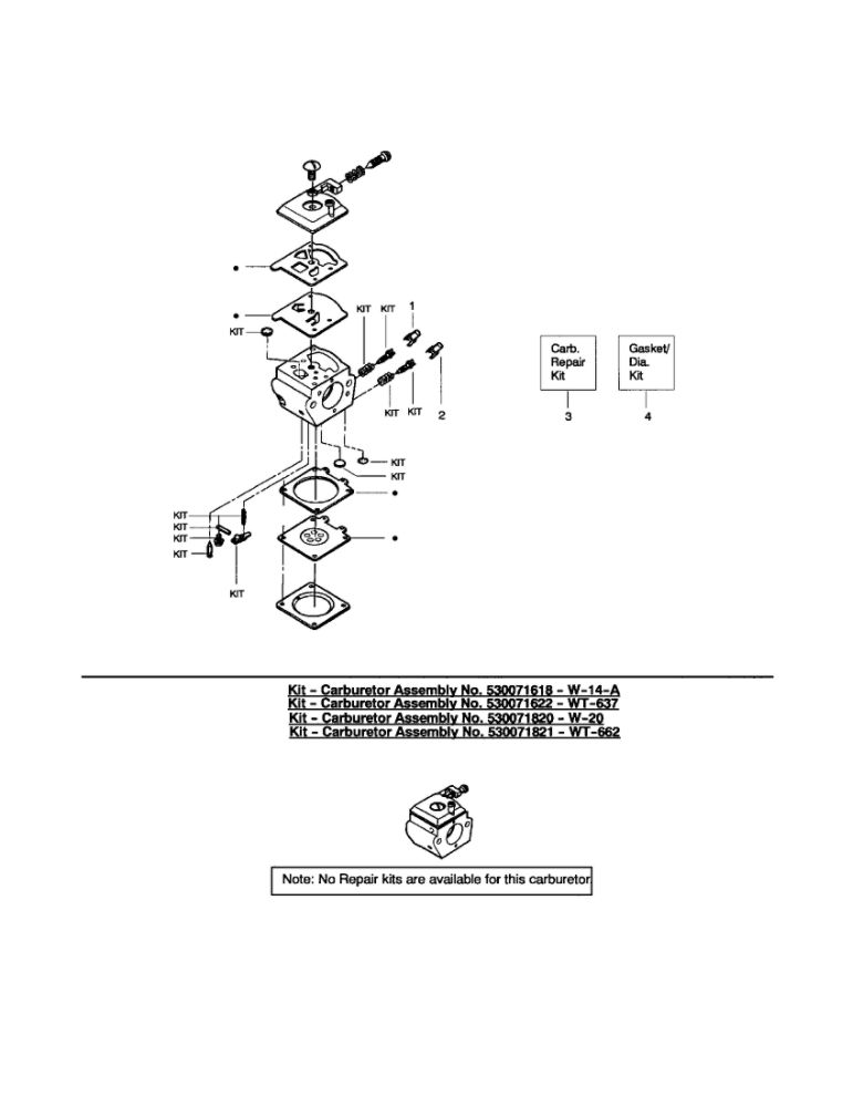 Carburetor Diagram and Parts List for 2150-PREDATOR -E TYPE 1 Poulan Chainsaw