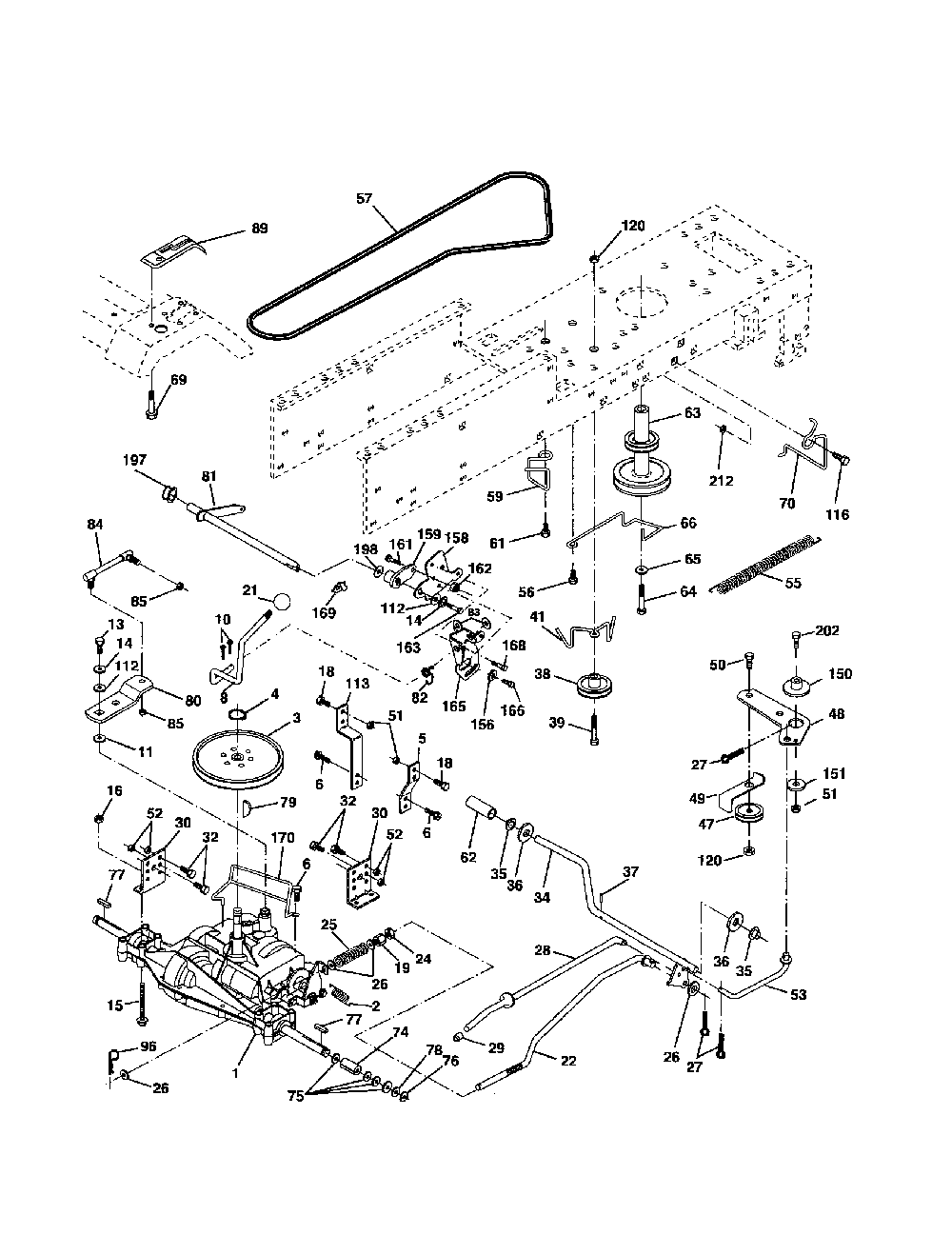 Drive Diagram and Parts List for 96012004600  Poulan Lawn Tractor