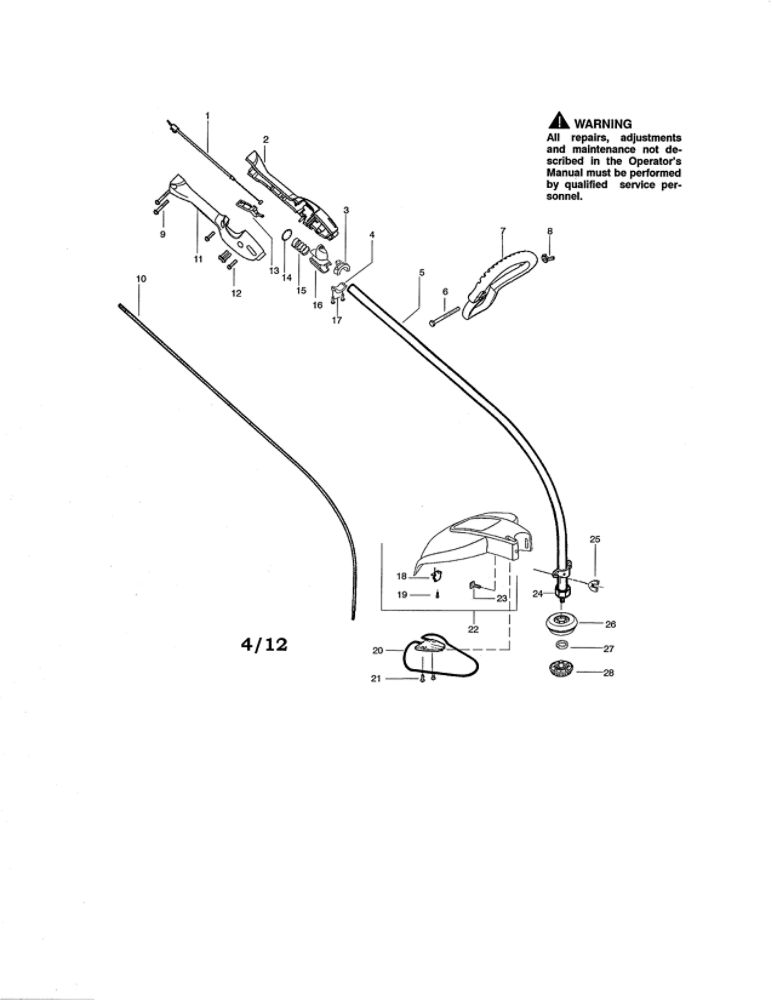 Drive Shaft/Handle/Shield Diagram and Parts List for P3500 TYPE 2 Poulan Trimmer