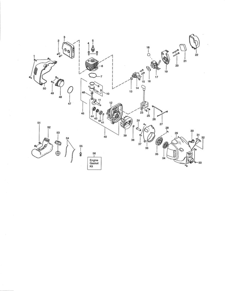 Cylinder/Fuel Tank/Crankcase Diagram and Parts List for P3500 TYPE 2 Poulan Trimmer