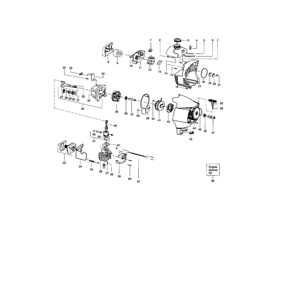 Crankshaft/Cylinder/Crankcase Diagram and Parts List for S31SST RECON Poulan Trimmer