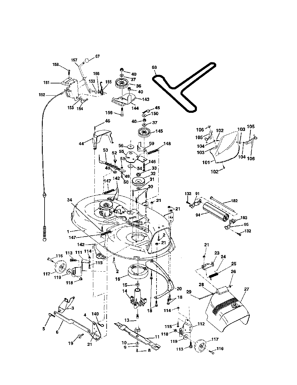 Mower deck Diagram and Parts List for 917279872  Poulan Lawn Tractor