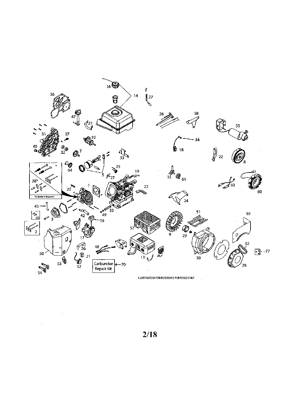 Engine Diagram and Parts List for PR241  Poulan Snow Blower