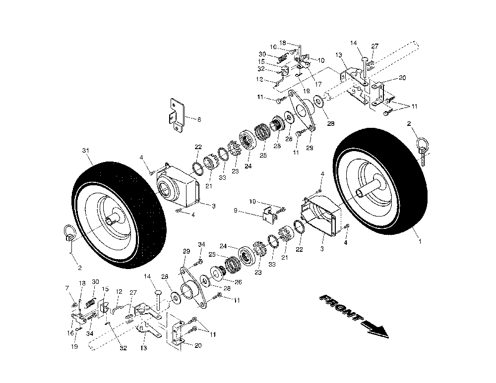 Wheels Diagram and Parts List for PP11530ES-96192001902  Poulan Snow Blower