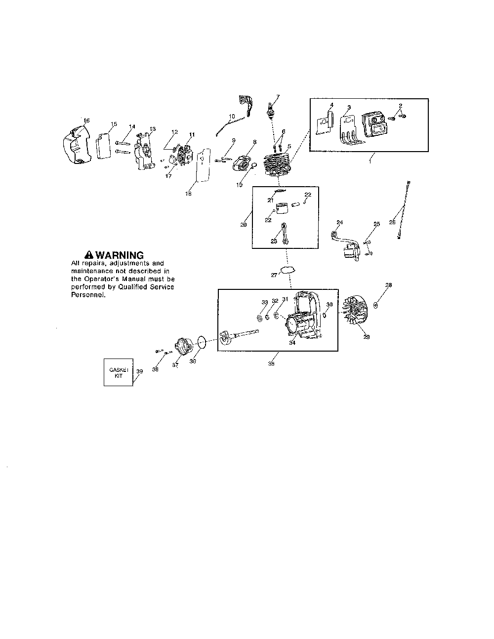 Muffler/cylinder/crankcase Diagram and Parts List for PP320 (ROW)(TYPE 2) Poulan Leaf Blower / Vacuum