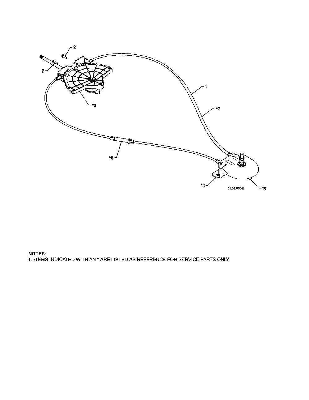 Lever/cable rotator Diagram and Parts List for 96192003700  Poulan Snow Blower