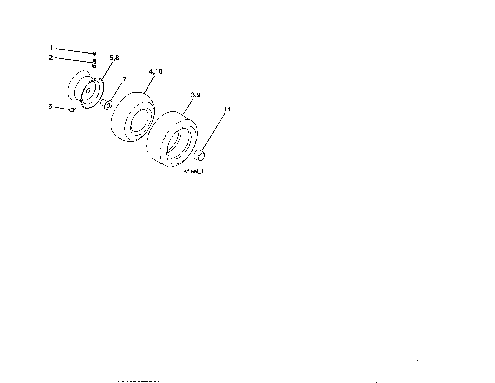 Wheels and tires Diagram and Parts List for 96016001800  Poulan Lawn Tractor