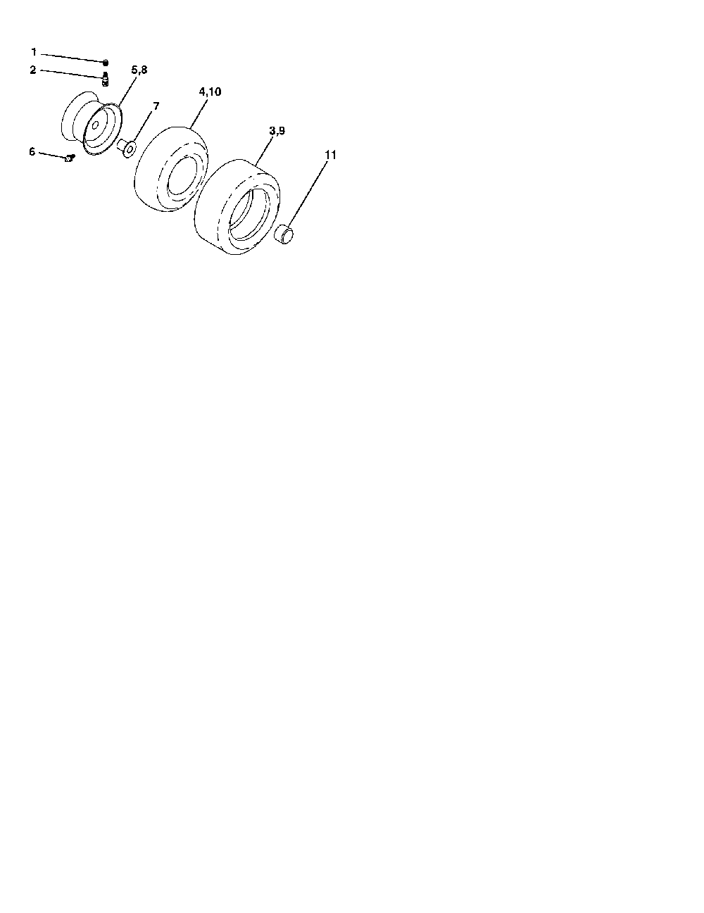 Wheels and tires Diagram and Parts List for 96012004600  Poulan Lawn Tractor