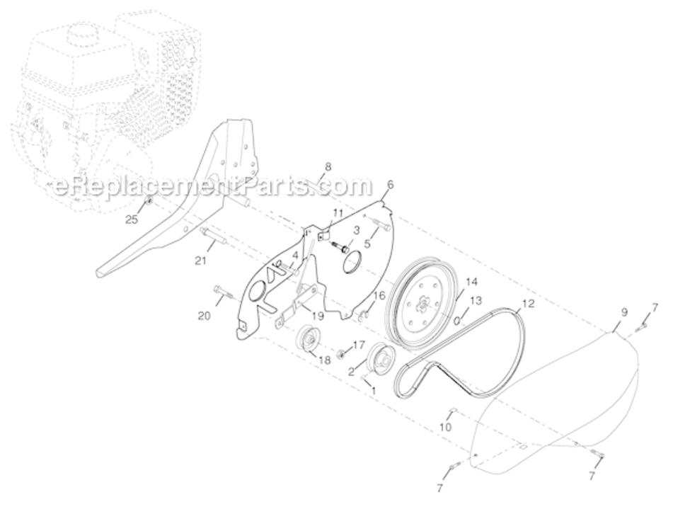 Belt_Guard_And_Pulley_Assembly Diagram and Parts List for FT900 96082001600 Poulan Tiller