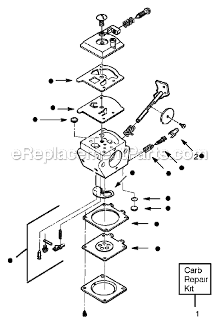 Carburetor Assembly Wt-141-A Diagram and Parts List for GBI30V  Poulan Leaf Blower / Vacuum