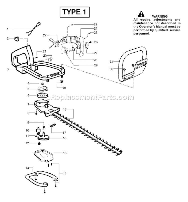 Page D Diagram and Parts List for GHT220LE Type 1 Poulan Hedge Trimmer