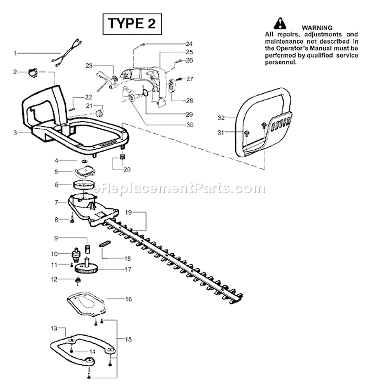 Page D Diagram and Parts List for GHT220LE Type 2 Poulan Hedge Trimmer