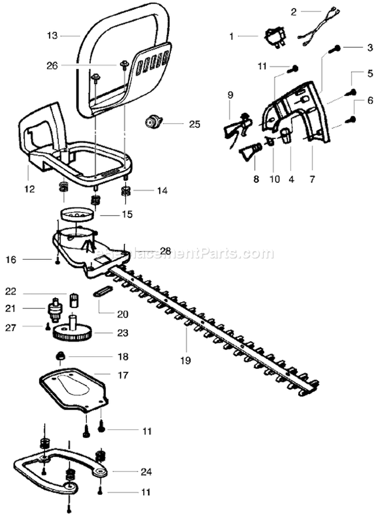 Page C Diagram and Parts List for GHT220 Type 2 Poulan Hedge Trimmer