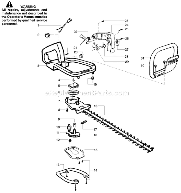 Page C Diagram and Parts List for GHT220 Type 3 Poulan Hedge Trimmer